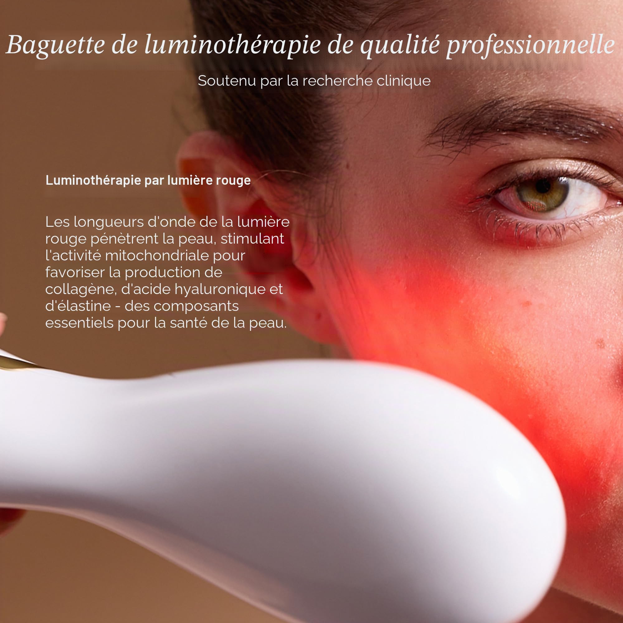 LumaGlow Red LED Light Therapy de Project E Beauty | Rajeunissement de la peau et anti-âge | Diminue les rides et ridules | Améliore l'élasticité de la peau | Appareil portable (lumière rouge)