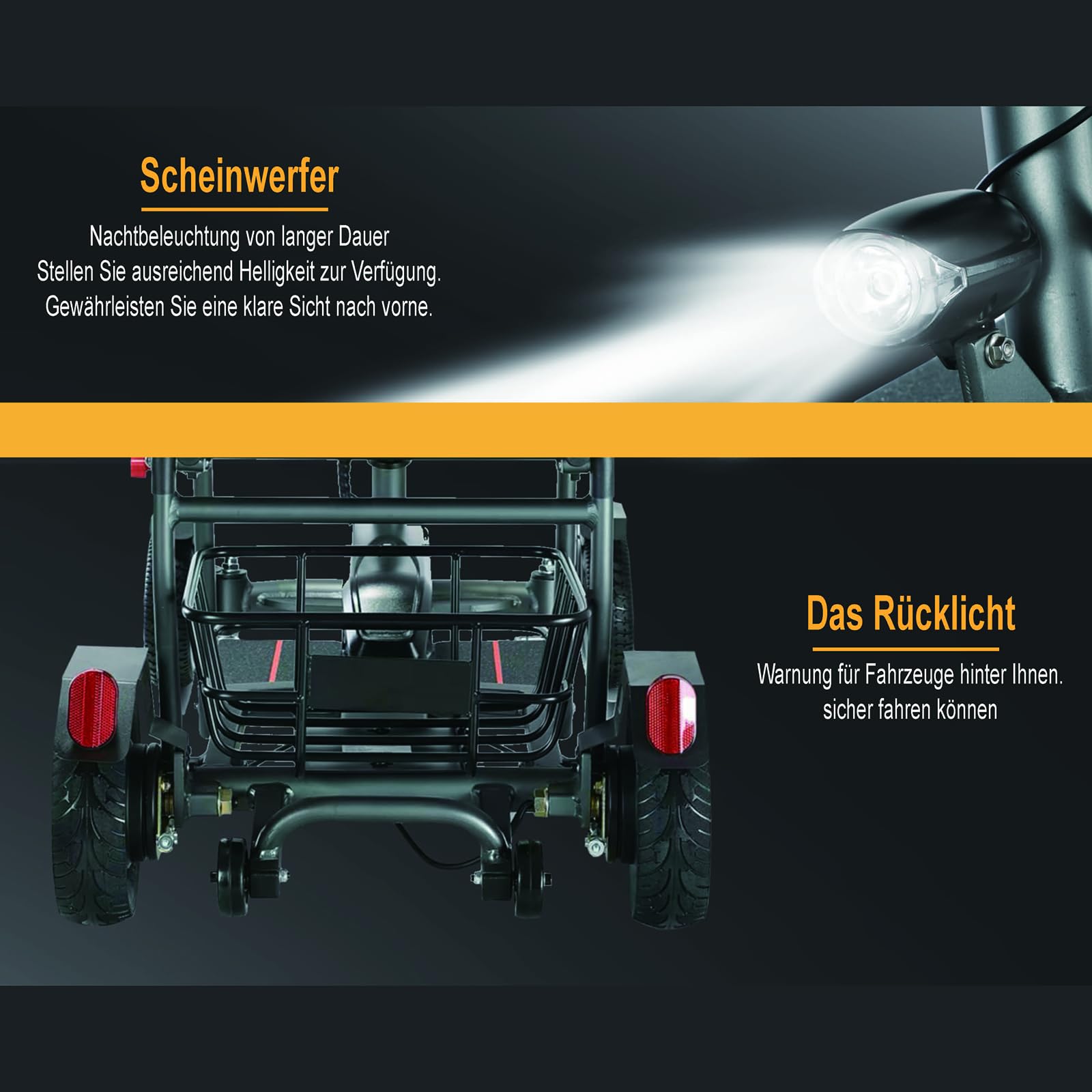 Elektromobil für Senioren, Seniorenmobil Mobilitätsroller mit Korb, Max 15Km/h, bis zu 25KM, Seniorenmobil Klappbar, F7