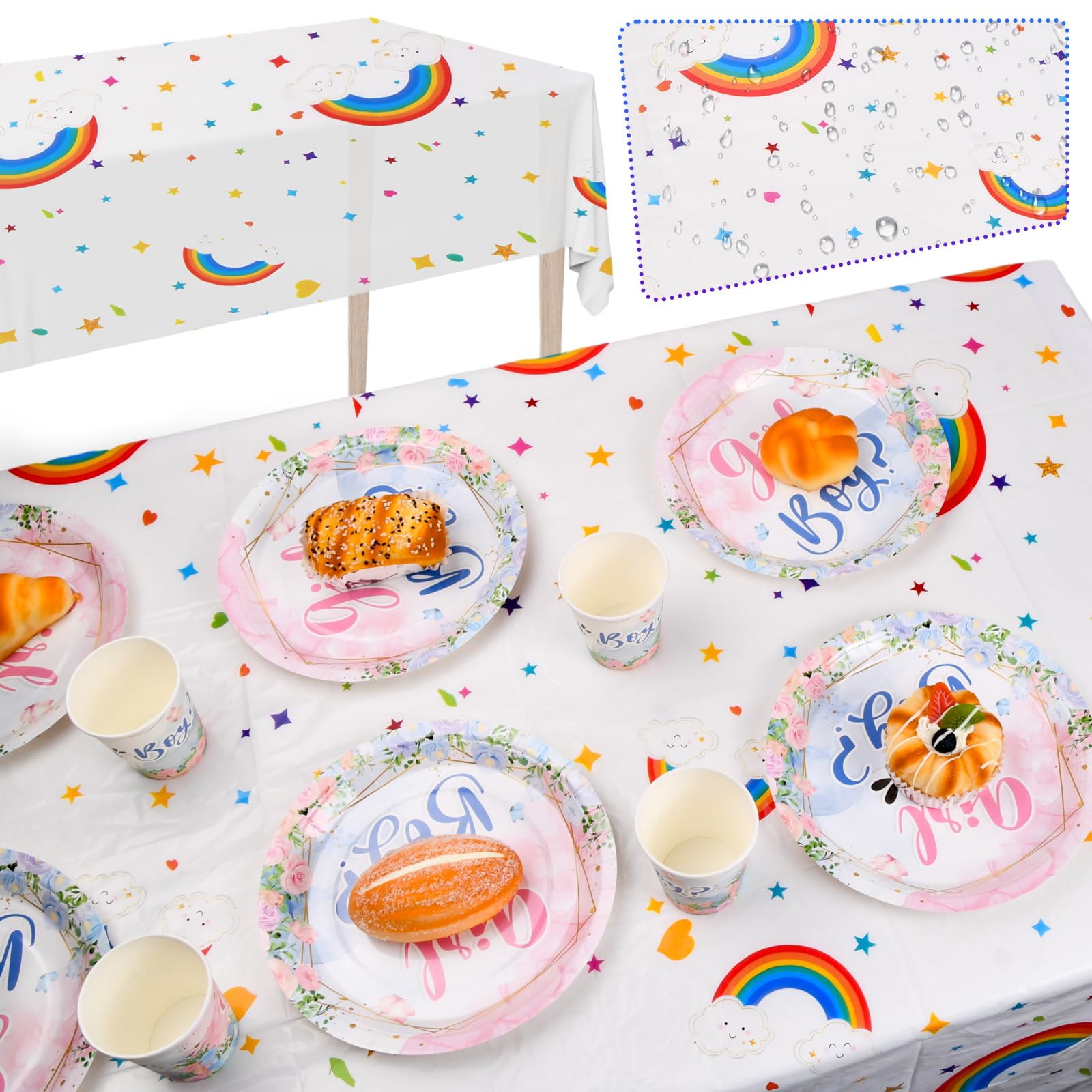 Tovaglie Usa E Getta Arcobaleno - 2 Pezzi 130x220cm, Impermeabili Per Feste - Foto 2