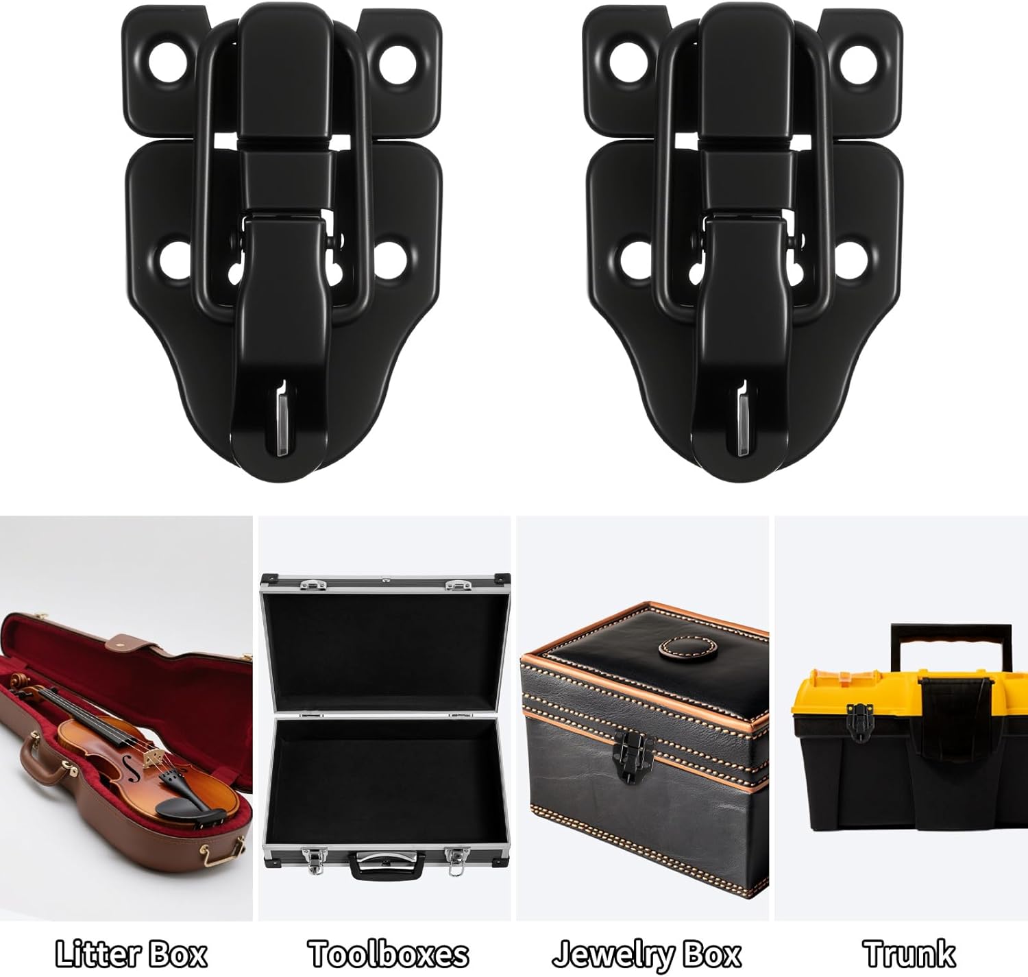 2 Pack Small Toggle Latches for Wooden Boxes Guitar Case Latch Replacement Chest Latches Hardware for Metal Tool Box Duckbilled for Road Case Door Latch Hardware, Black