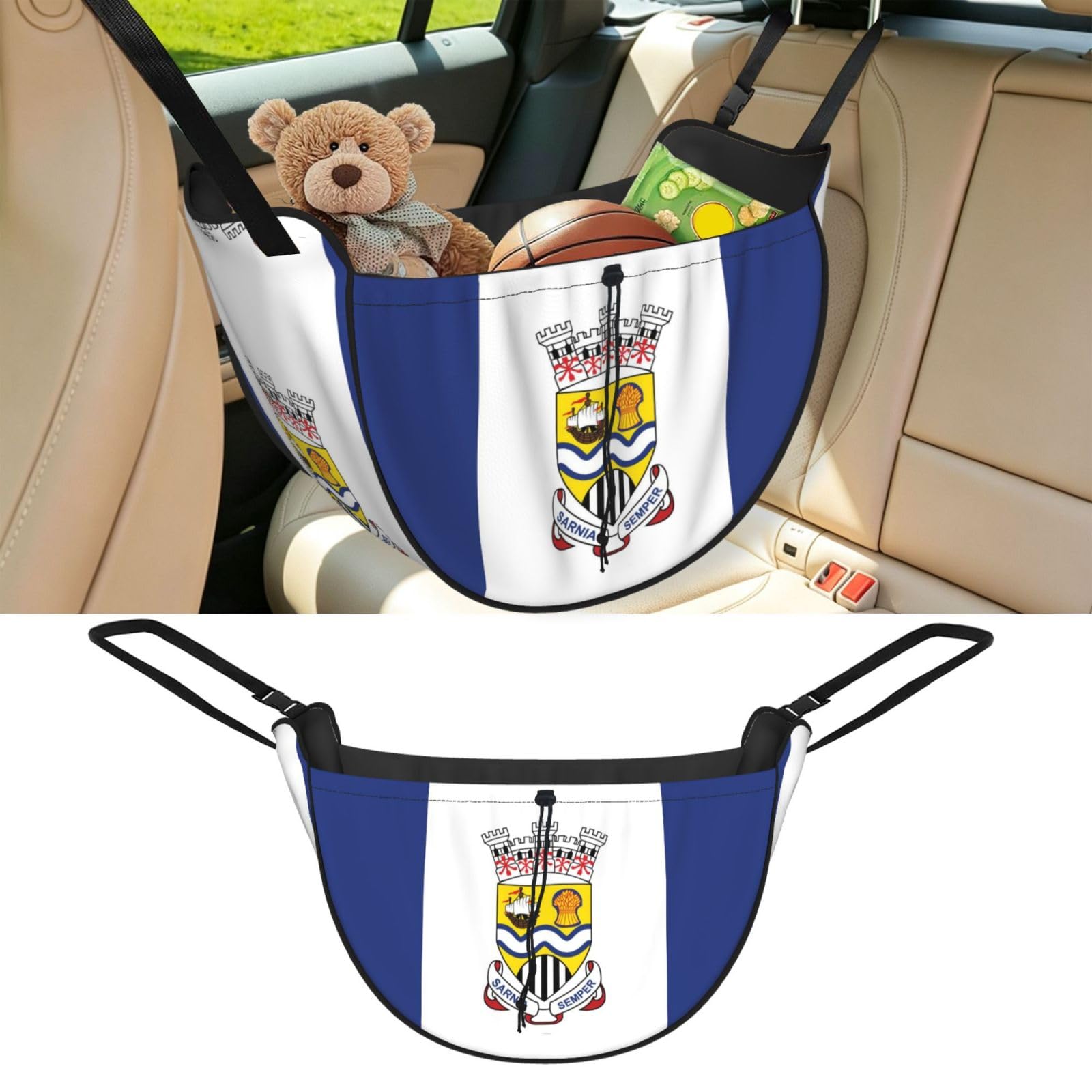 Cntdbu Black Sarnia Flag Car Seat Organizer-Backseat Storage Bag For Travel