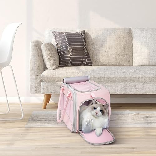 Miniatura 2 de LOEFAY Transportador de gatos para gatos, aprobado por aerolíneas de cachorros, bolsa de transporte para mascotas con diseño de marco exterior
