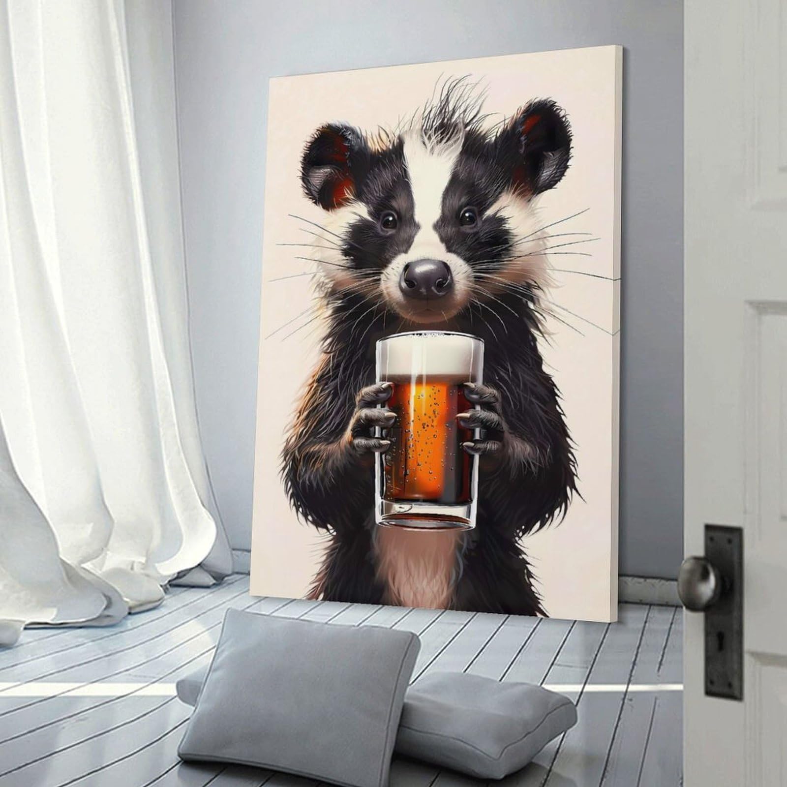 Junmoney Skunk Beer Home Decor Wall Art, 20x30inch(50x75cm), for Home, Office, Studio Or Guest Room, An Adaptable Decor Piece for Home Use