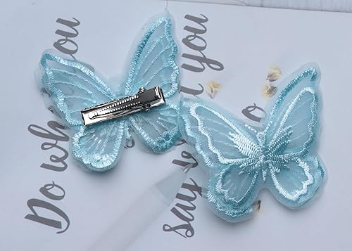 Miniatura 5 de Sowaka 6 pinzas para el cabello de mariposa de encaje con bordado suave, lazos decorativos para el cabello para mujeres y niñas, accesorios para el