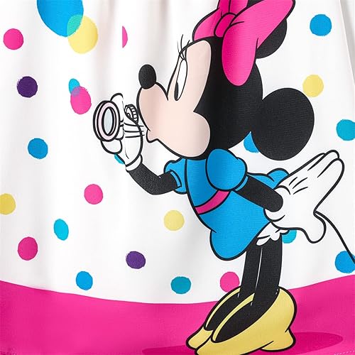 Miniatura 4 de Disney Mickey and Friends Minnie Mouse - Vestido para niña pequeña, estampado de lunares, lazo y correa para el hombro, traje de cumpleaños