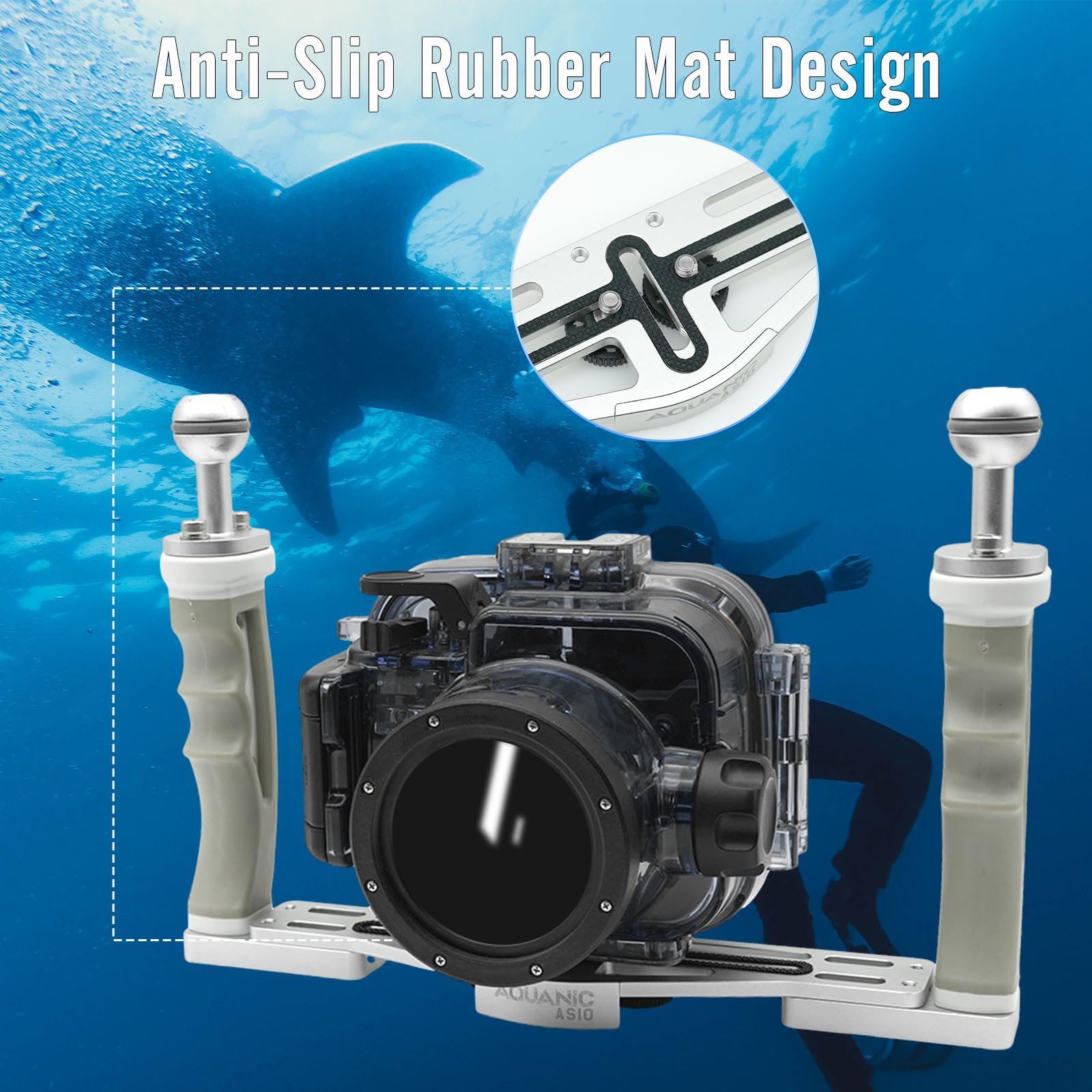 AQUANIC Unterwasser-Kamera-Tablett, Hand-Stabilisator, Halterung für Kameragehäuse, Griff aus Aluminium, Tauchgriff für GoPro Divevolk, TG-5/6, RX100 V und andere Action-Kameras (grau)