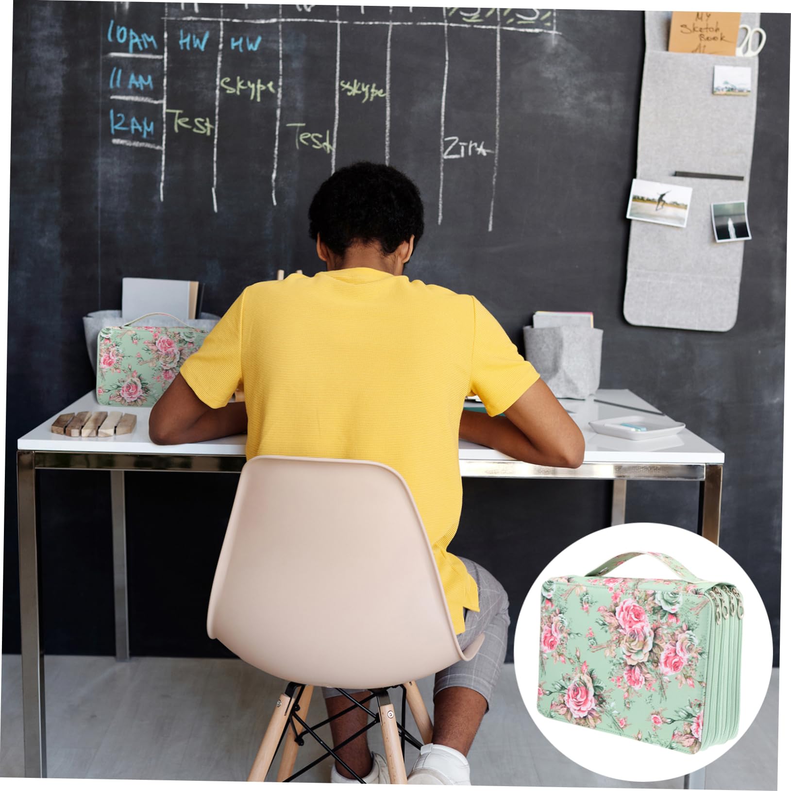 TEHAUX Astuccio Portamatite Verde in Pu Grande Capacità per Scuola
