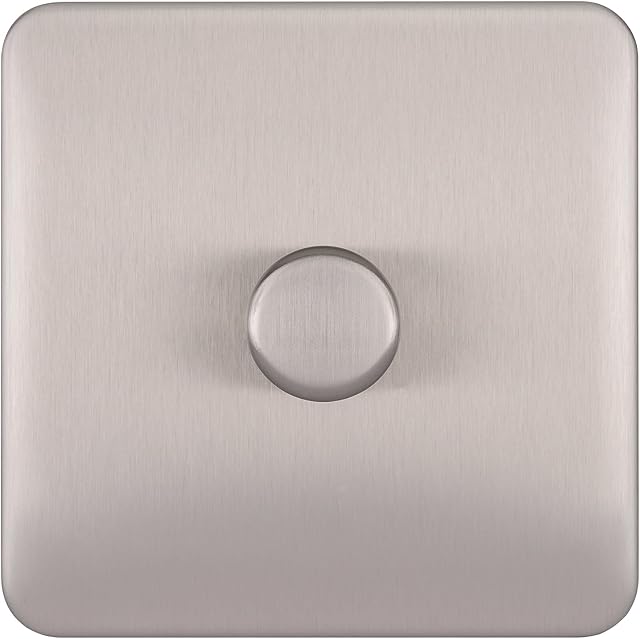 Schneider Electric Lisse Screwless Deco - Single Universal 2 Way Dimmer Light Switch, 400W/VA, GGBL6012CSSS, Stainless Steel