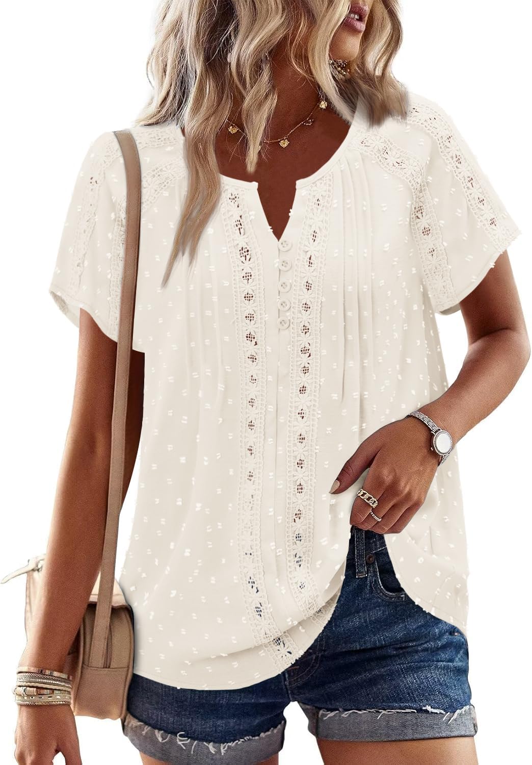 BETTE BOUTIK Women Short Sleeve Boho Tops Summer Dressy Casual Shirts Trendy Western Blouses