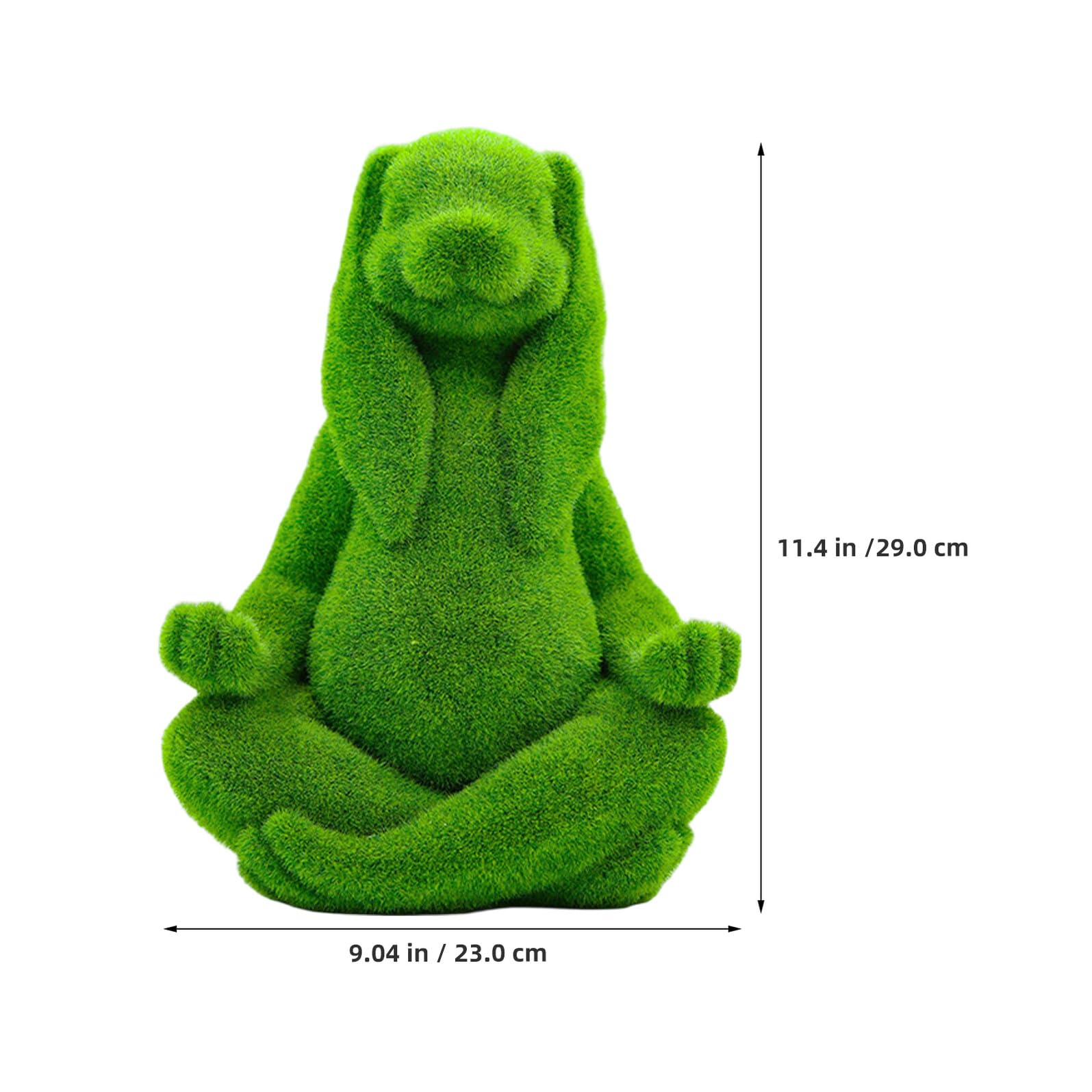 YARNOW Figurine de Lapin Méditant Floquée Verte en Résine, Décoration de Table Zen pour Intérieur et Jardin, Statue Lapin Assis, Ornement de Pâques, Accessoire Décoratif Printemps