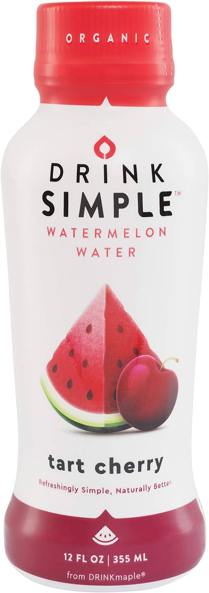 DRINKmelon Watermelon Water, Tart Cherry Flavor – Organic, Non-GMO, Gluten Free, Vegan Natural Hydration – Low Sugar Coconut Water Alternative – 12 Fluid Ounce (Pack of 12)