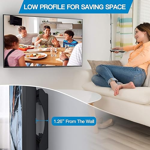 Miniatura 5 de Pipishell Soporte fijo de pared para TV de perfil bajo para televisores de pantalla plana curvada 4K de 26 a 55 pulgadas, LCD, OLED, soporte de