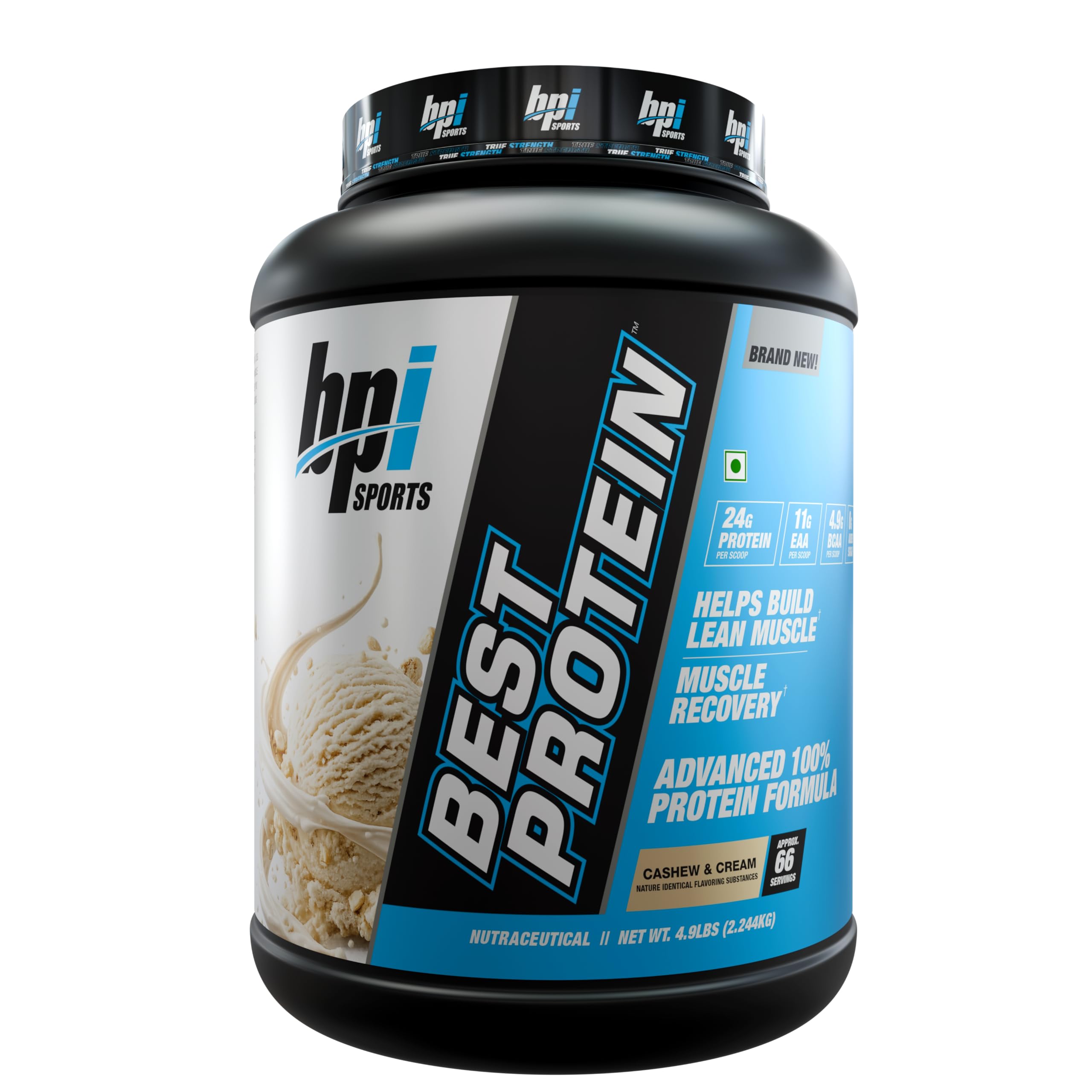 BPI Sports Best Protein Powder | Cashew & Cream | 2.24kg (4.9 lbs) | 24g Protein Per Scoop | 66 Servings | Whey Protein Blend-image-31
