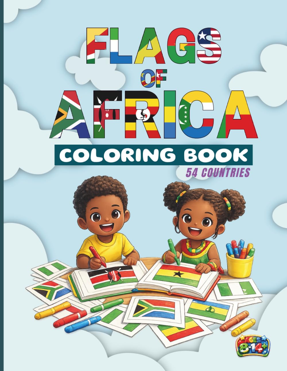Flag Of Africa Coloring Book: Activity Book with All African Flags and Color Instructions | Educational Geography Coloring Book for Kids and Teens | Large Format Flag Outlines