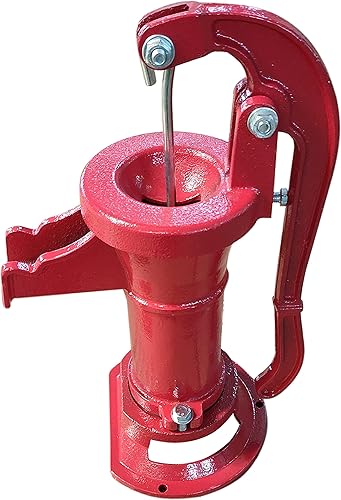 HFS (R) Bomba manual de jarra de 25 pies máx. de elevación de hierro fundido rojo para el hogar, patio, jardín, granja, estanque