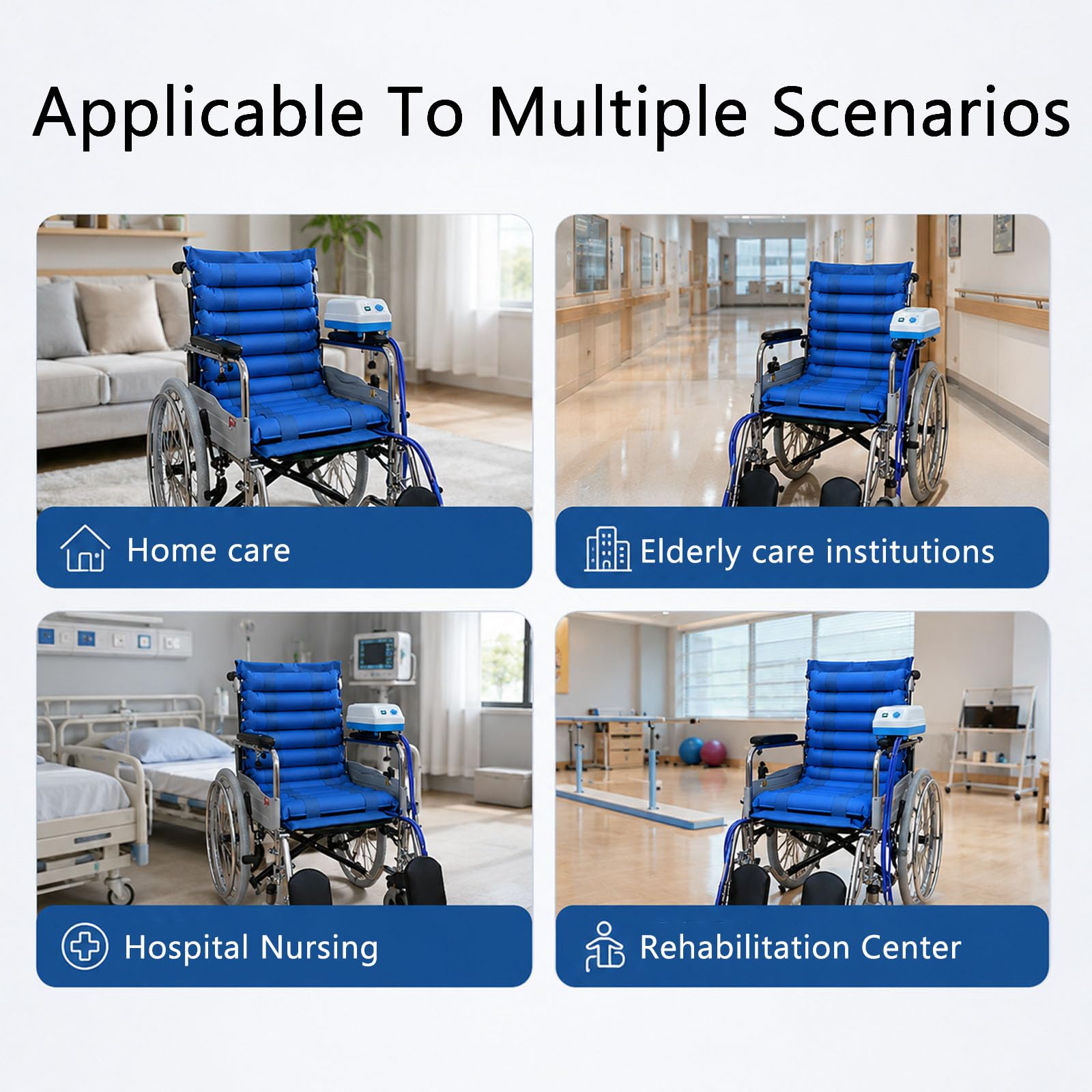 JOSBY Sedile Gonfiabile Estivo per Sedia A Rotelle, con Pompa Ad Aria Regolabile, Cuscino Schienale con Airbag Multipli, Materasso Ad Aria Impermeabile E Traspirante, per Anziani E Disabili Che