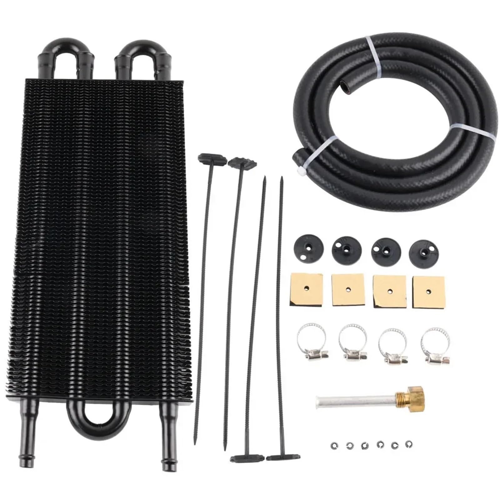 4 Row 6 8 Aluminum Universal Oil Cooler Kit Radiator Car Auto Transmission Auto-Manual Converter Parts Transmission Oil Cooler Oil Cooler(4 Row Black)