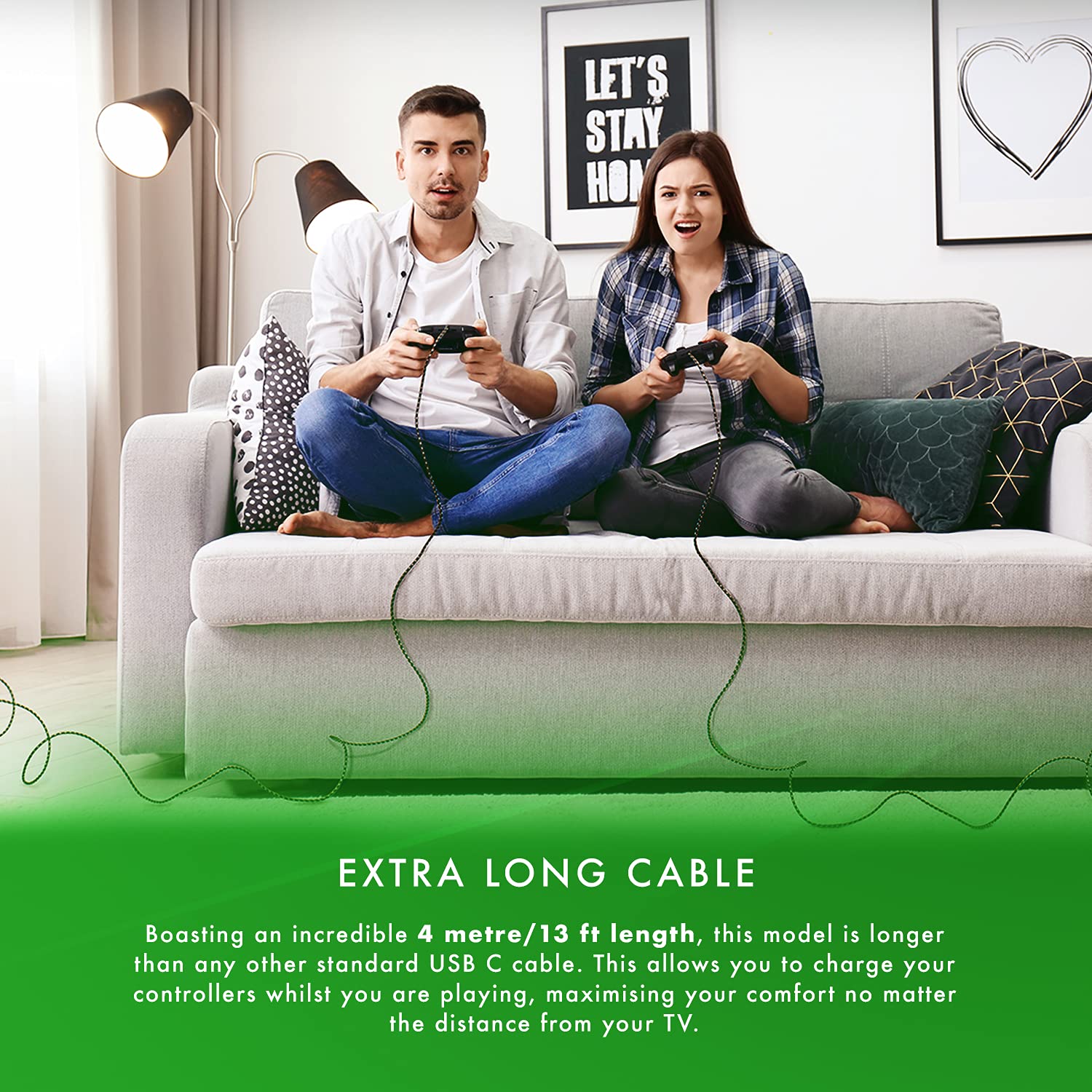 Numskull Offizielles Xbox-Serie X USB Typ-C Nylon geflochtenes Ladekabel 4 m – Schnelllade- und Wiedergabeleitung – kompatibel mit Nintendo Switch, Xbox Series S, PS5, NS2406