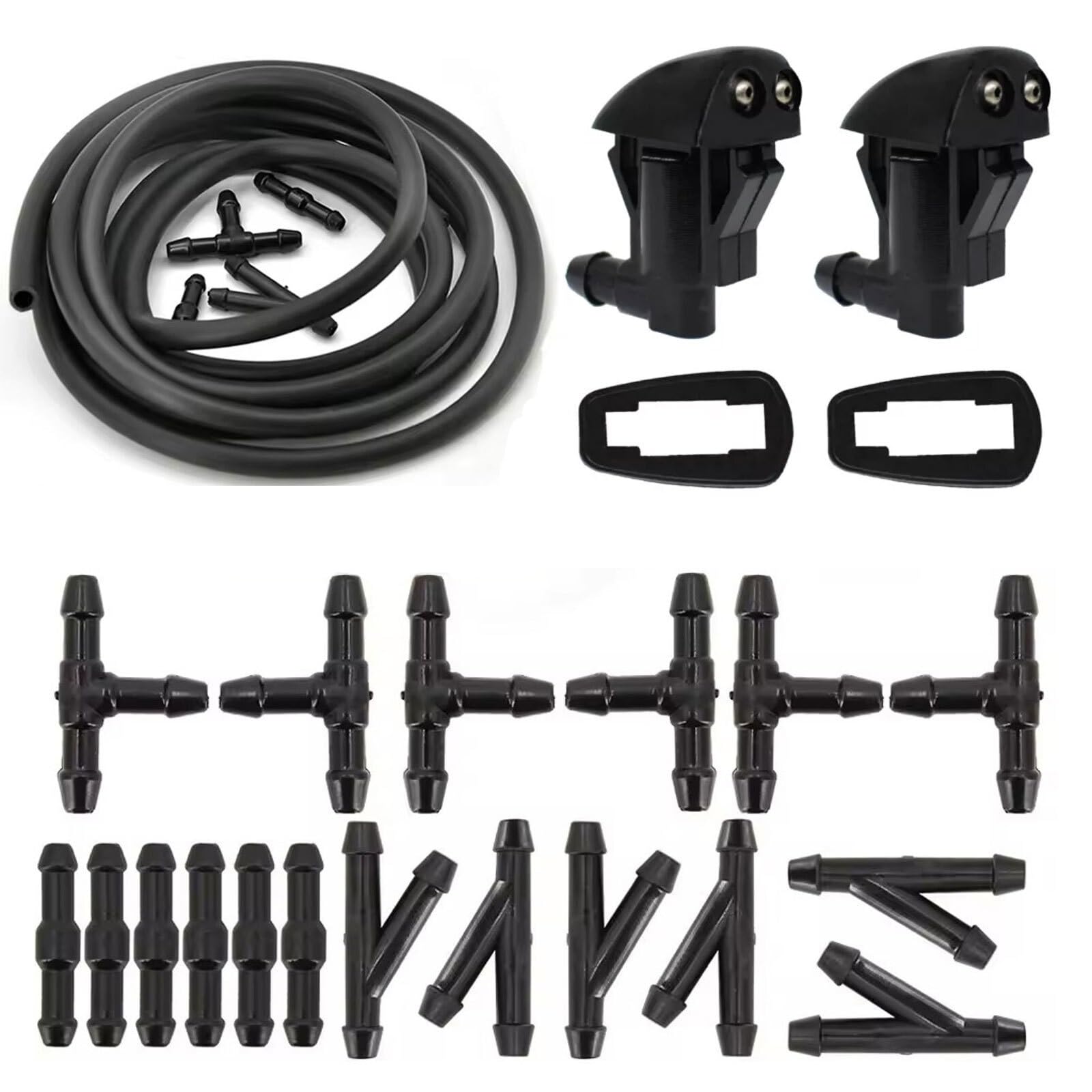 Pacgydk With Connector Car Windshield Nozzles Fit For Jeep Grand Cherokee 2005-2016 Windshield Wiper Washer Nozzle Spray Jet &Hose(With Connector)