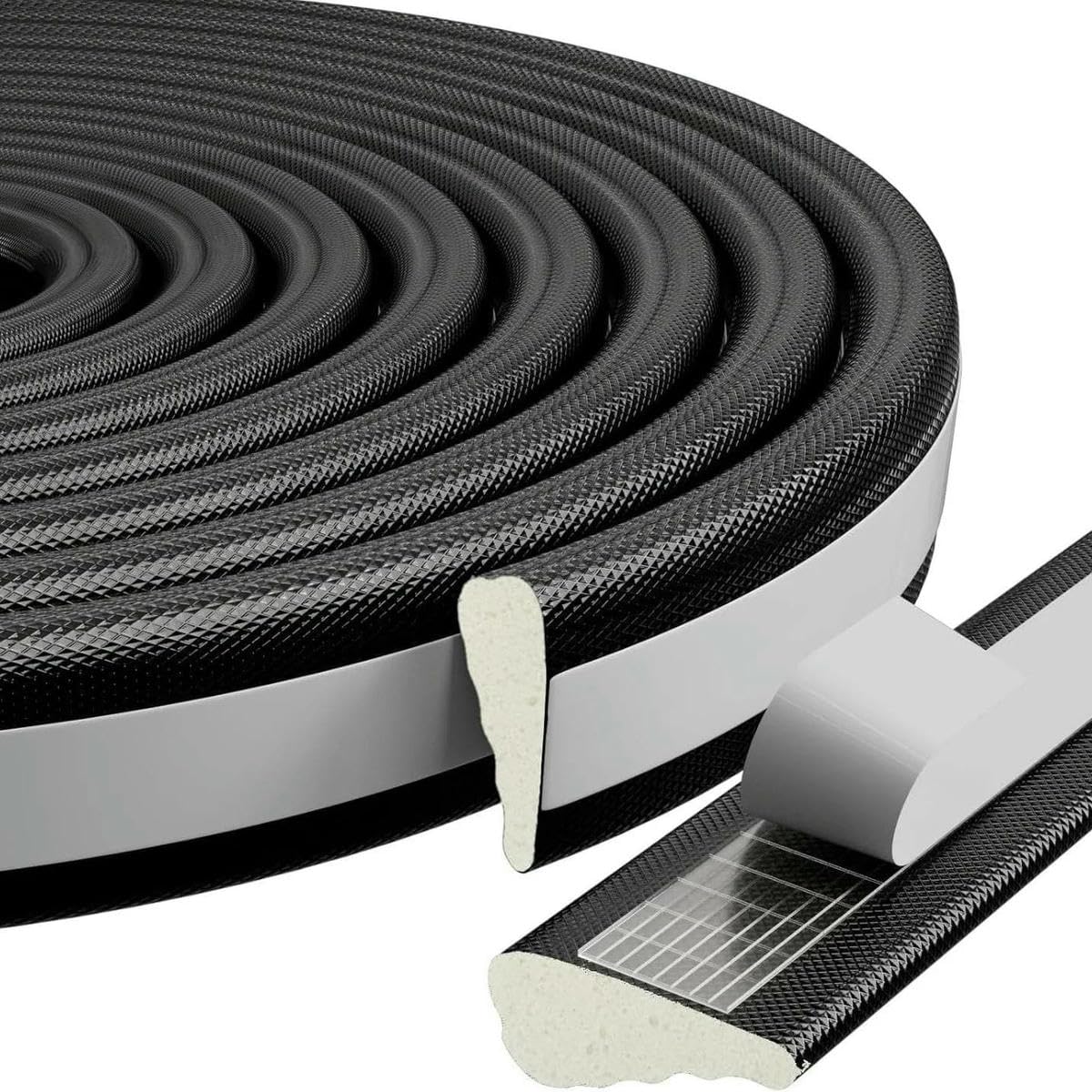Door and Window Sealing Strip Sound Insulation self-Adhesive Filling Winter Warm Weather Strip self-Adhesive Foam Sealing strip-black-5M
