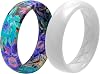 Groove Life Aspire Twilight Blossom and Solid Thin Pearl Silicone Ring Bundle - Size 8