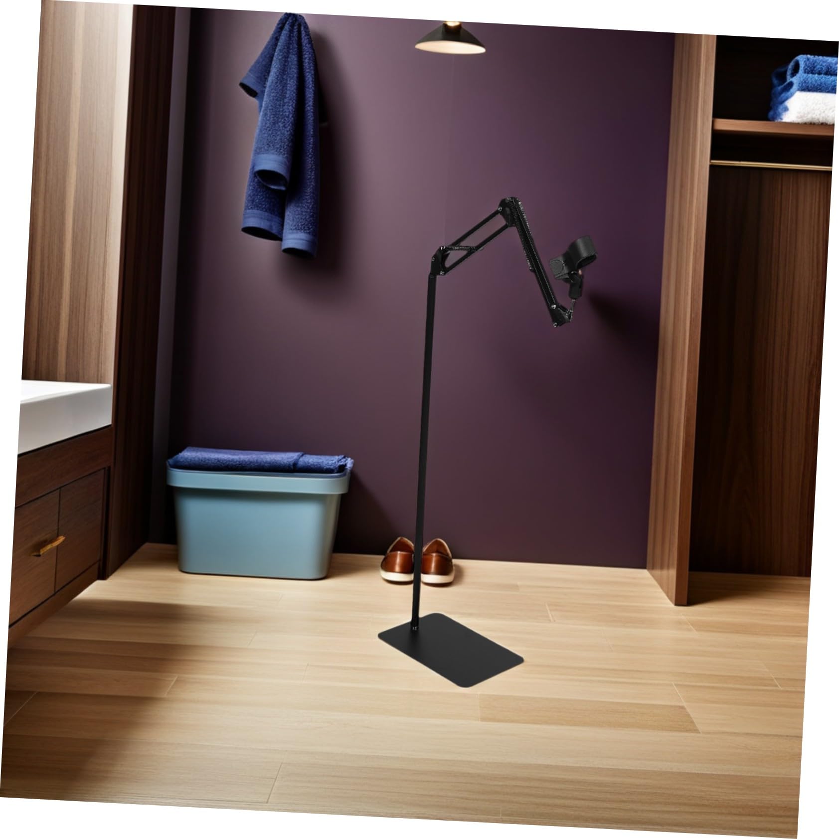 minkissy Soporte para Secador De Pelo con Brazo Plegable Altura Ajustable y Abrazadera Antideslizante para Baño Hogar y Dormitorio Manos Libres Soporte De Fijación para Secador De Pelo
