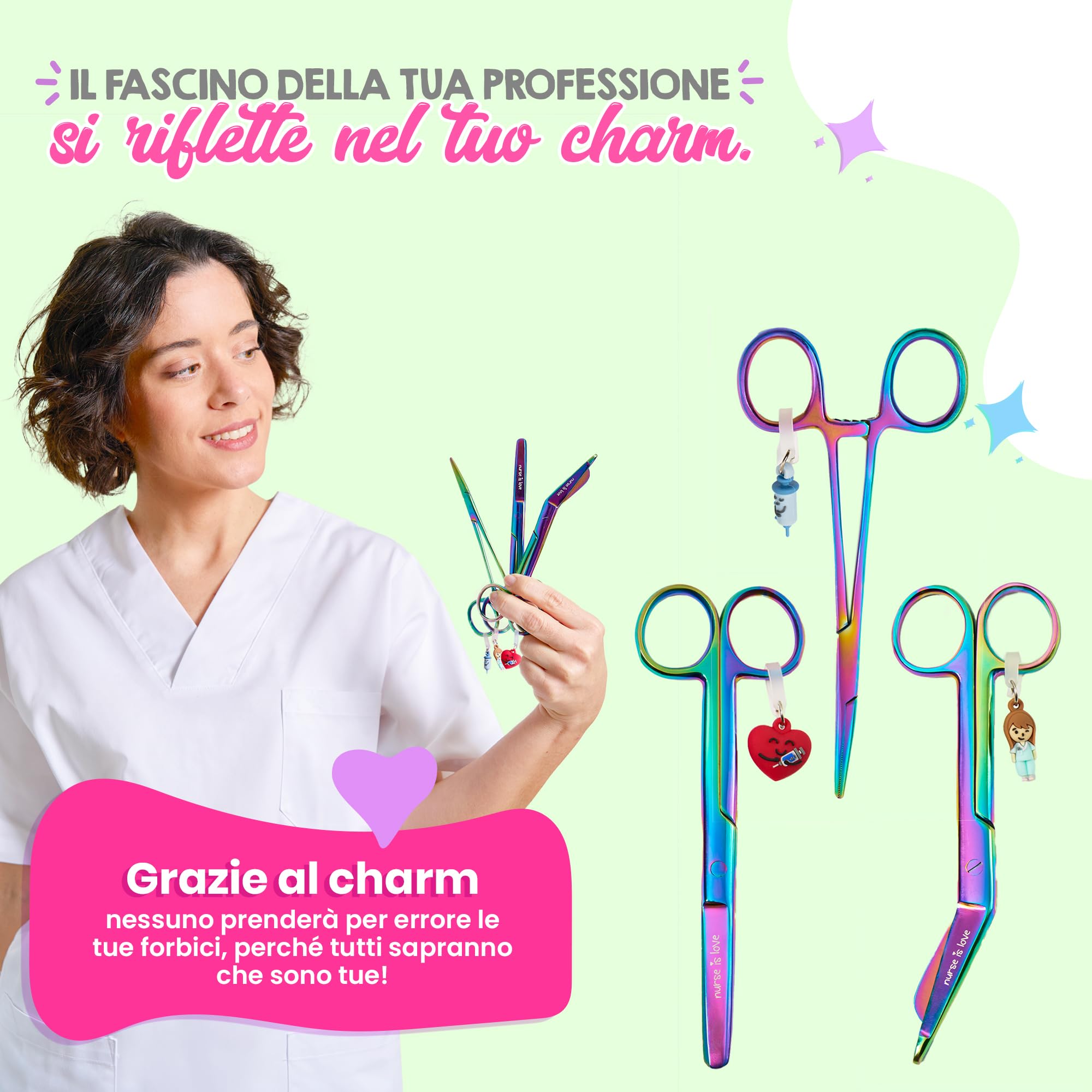 Nurse is Love, forbici da infermiere smussate, forbici per bendaggi per l' infermiera in difficoltà, forbici mediche angolate speciali come regalo per gli accessori da infermiere. Colore Oro