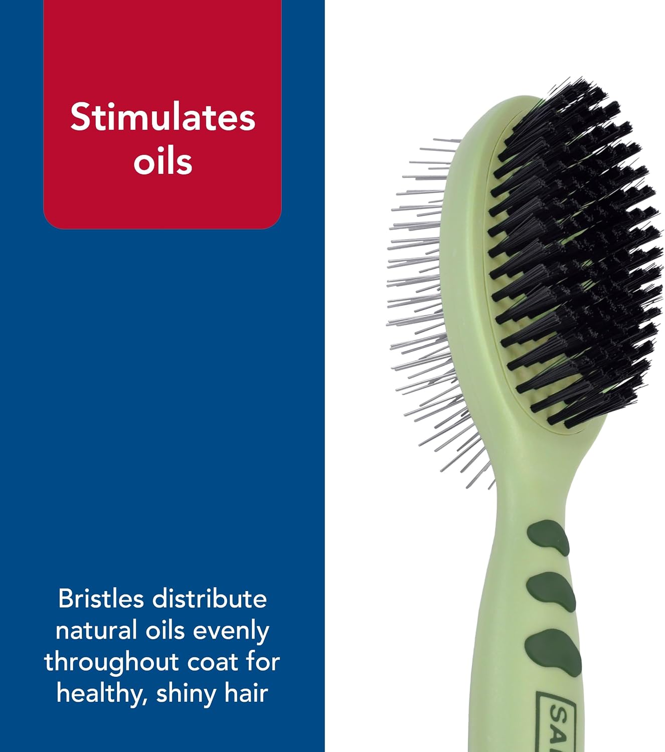Coastal Pet Safari 2-in-1 Brush for Dogs - Combo Wire Pin and Bristle Brush With Plastic Handle, Ideal for Short and Long Hair, Medium Size