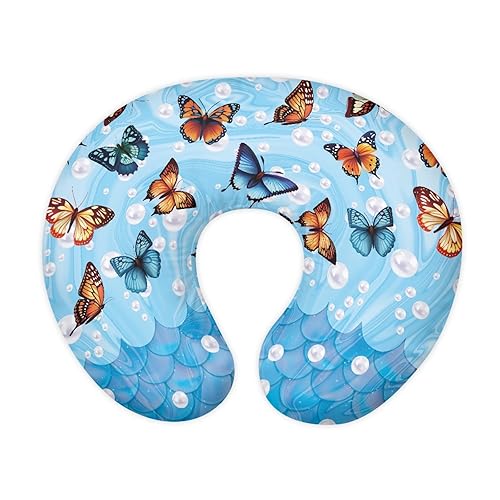 Miniatura 8 de Forchrinse Funda de almohada de lactancia con escamas de sirena azul para niñas, funda de almohada de lactancia de princesa para madres que