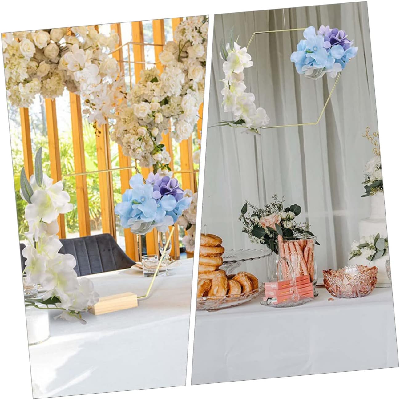 BESTYASH 10pcs Metal Hexagon Floral with Base for DIY Craft Wreaths Wedding Centerpieces and Party Decorations for Floral Arrangements and Modern Table Decor