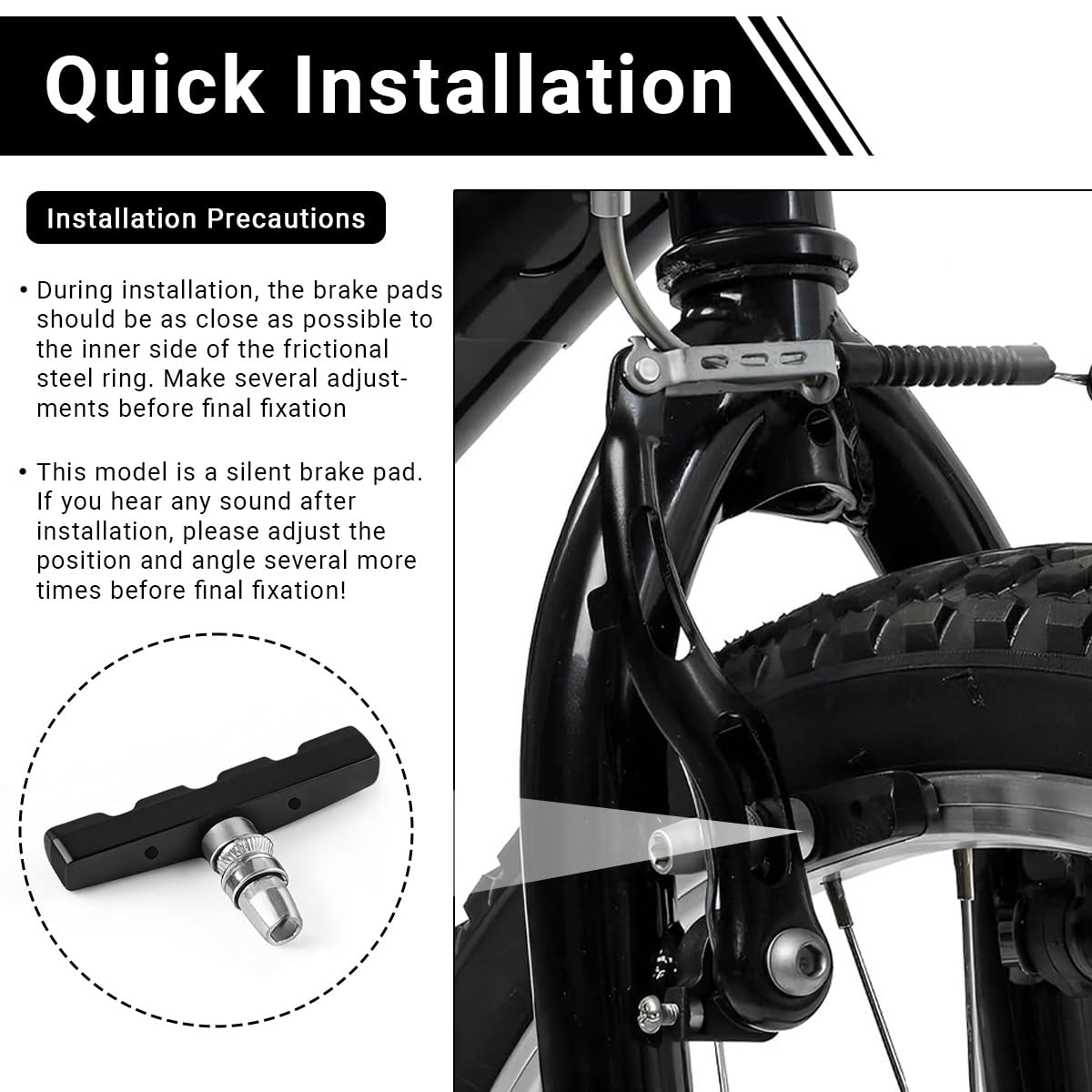 4pcs Pastiglie Freno V Brake 70mm,Pattini Freno Bici Universali in Gomma,Impermeabile Resistenza All'usura,per Ruote da 20 a 28 Pollici