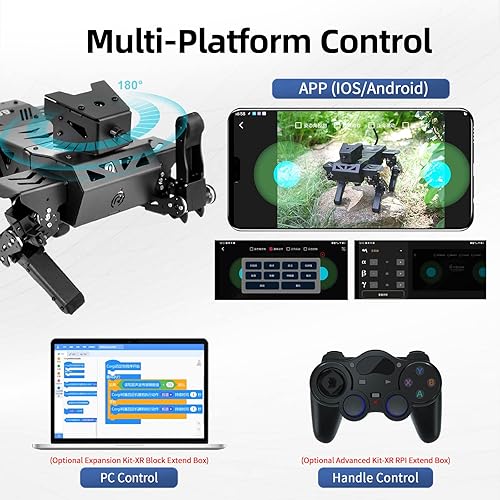 Miniatura 10 de XiaoR Geek Kit robot para perro Raspberry Pi 4GB interacción de reconocimiento visual AI robot inteligente Python programable 12 DOF Bionic Gait