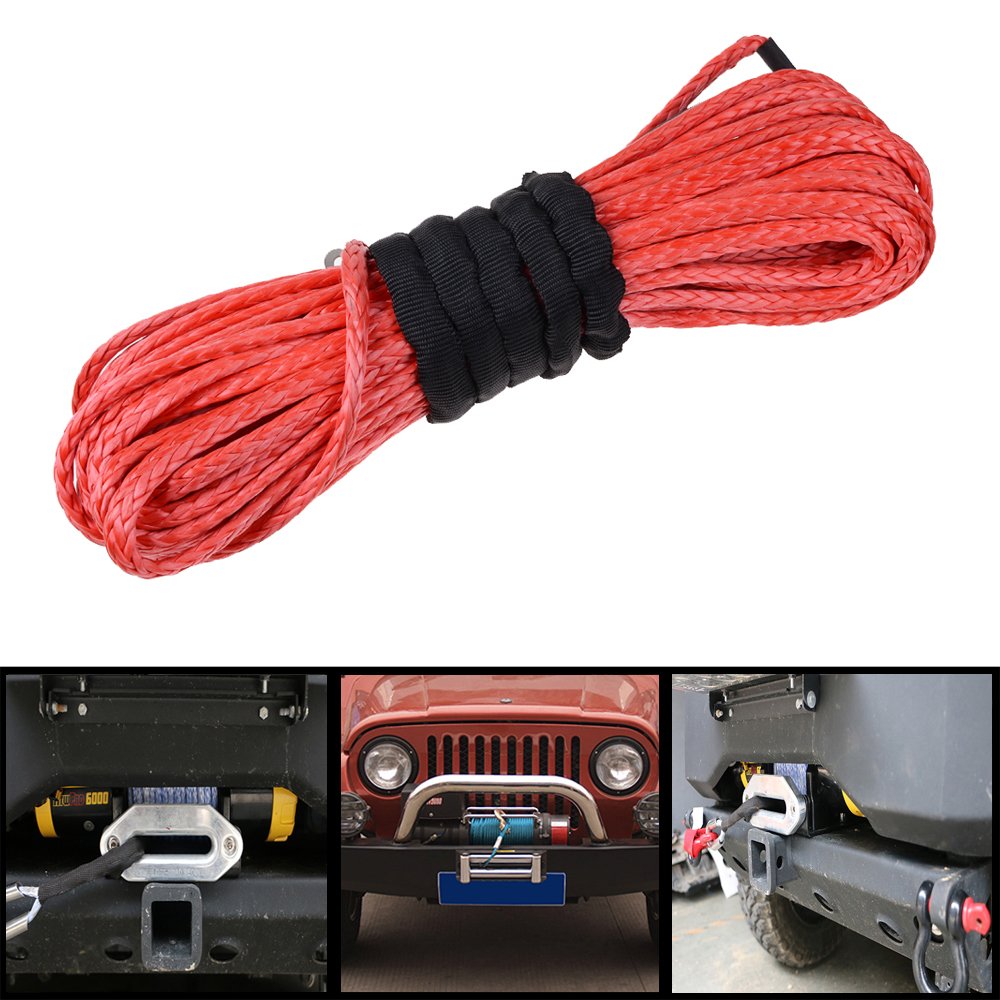 Astra Depot Winch Rope Synthetic Fiber Cable ATV UTV SUV KFI Recovery Replacement (50' x 1/4