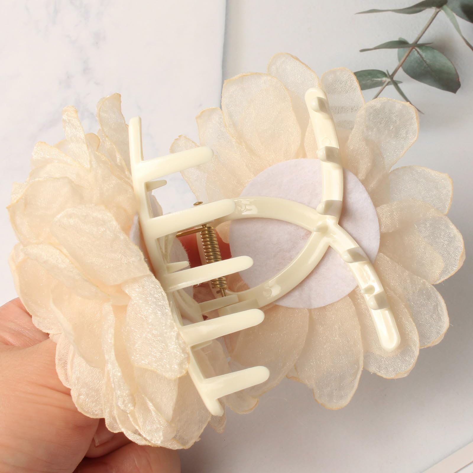 Good squish Pink Ruffled Organza Flower Hair Clip - Women Accessories We heard you ?️ Our ROSA ORGANZA CLAWS now comes with  main image 3