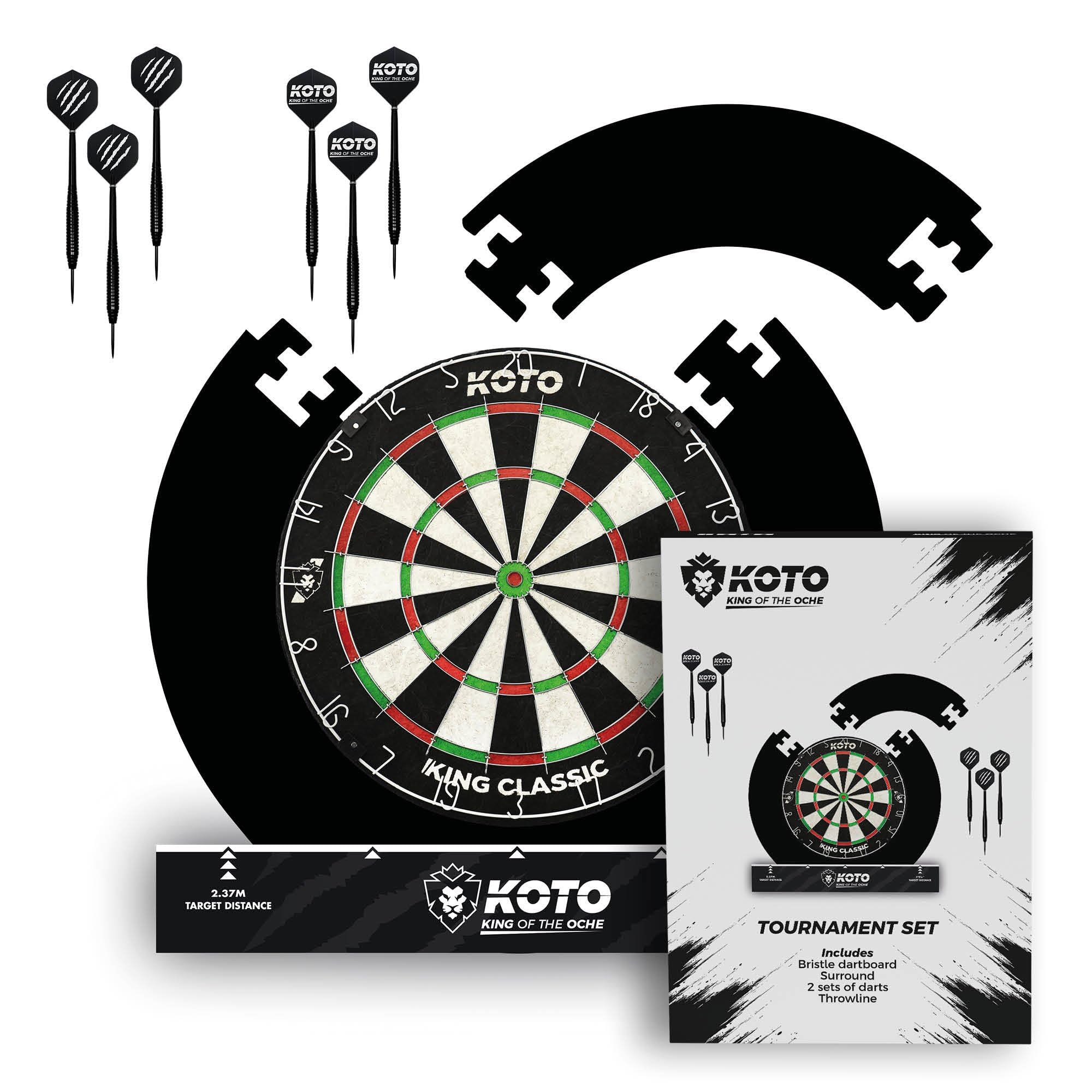 KOTO - Tournament Dartscheibe Set, inkl. Surround, 2 Sätze 23 Gramm Darts, Halterung Dartscheibe & Dart Oche