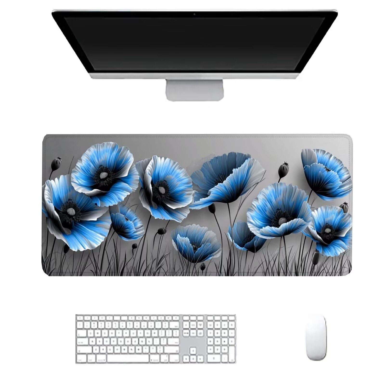 Alfombrilla Ratón Azul Alfombrilla Ratón Gaming XXL 1200x600x3mm Multifuncional Accesorios Escritorio,Antideslizante Mousepad Flor Tapete Escritorio Infantil,para Alfombrilla Pc Teclado Ratón J876
