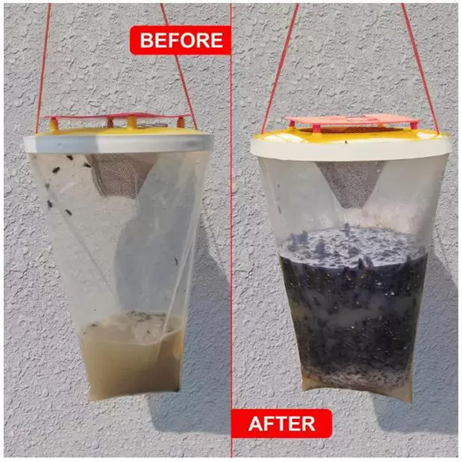 Redtop - Set di 4 trappole per mosche per esterni, con contenitore di attrattiva, trappola per mosche e insetti, per esterni, per zanzare, api e mosche