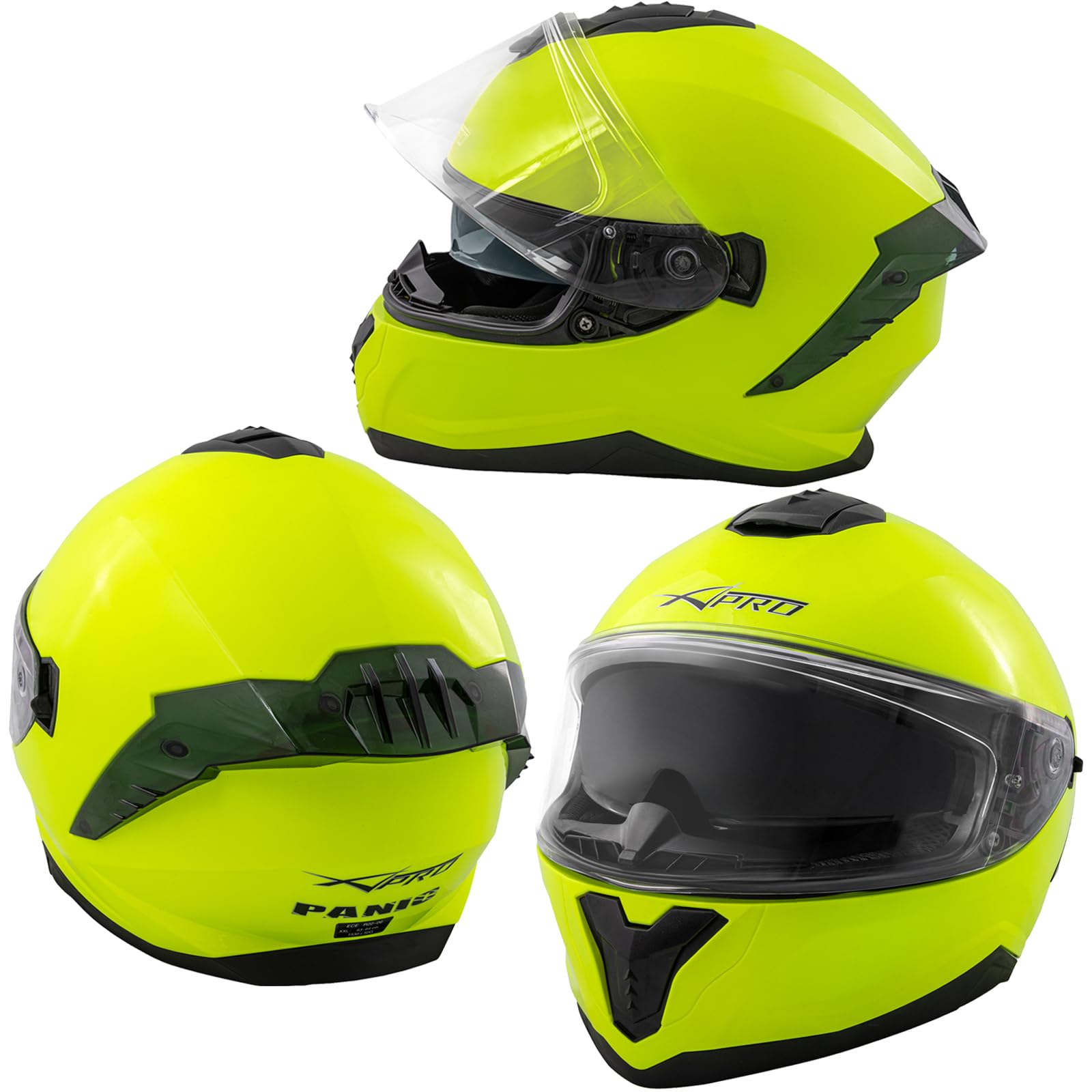 A-Pro Casco Integrale Moto Scooter Touring Visiera Interna Parasole Viaggio Fluo S