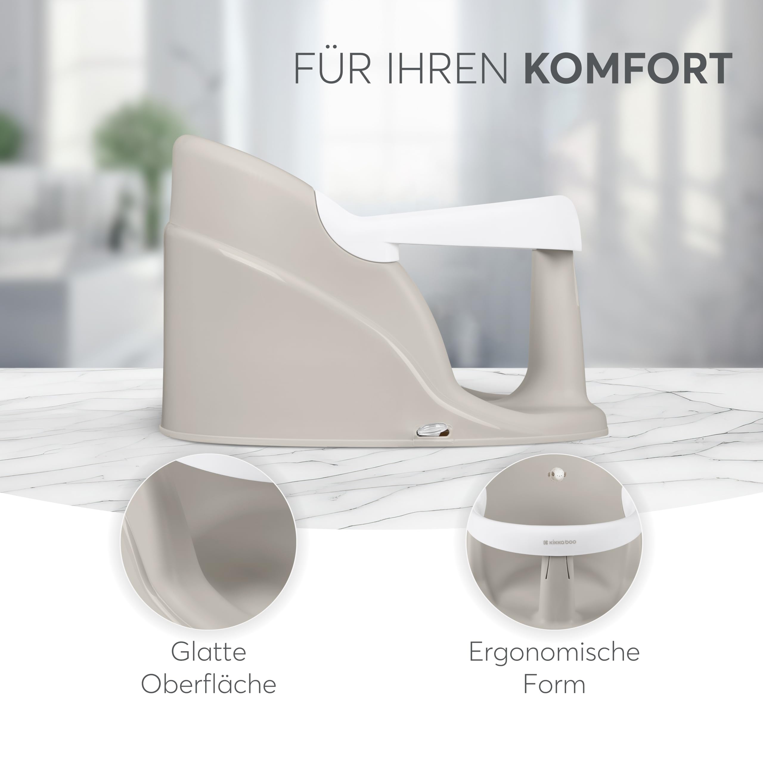 KikkaBoo OCEAN DEEP Baby Badesitz, für Babys ab 6+ Monaten, Ergonomische Badehilfe, Rutschfeste Saugnäpfe, Leicht zu Reinigen, Geeignet für Standardbadewannen, Sand