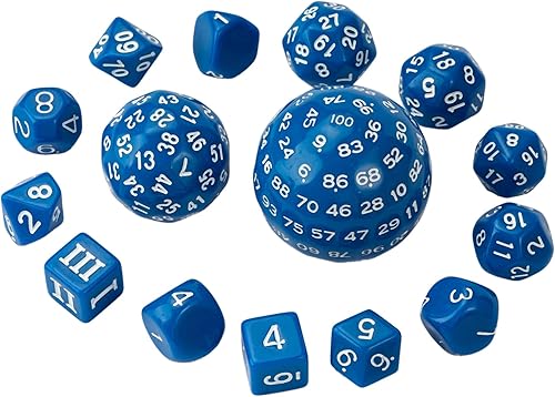 Vista 67 de Juego completo de 15 dados poliédricos DND D3-D100 con bolsa de dados de ojo de dragón, dados D100 para Calabozos y Dragones, juegos de mesa RPG