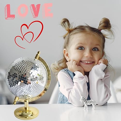 Miniatura 2 de Escultura clásica de bola de discoteca para decoración del hogar, escultura artística clásica de mesa, bola de discoteca dorada, esculturas