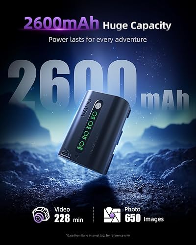 Miniatura 2 de llano Batería Aurora LP-E6P de 2600 mAh  Totalmente descodificada para Canon EOS R5R6R7 Mark II, 5D6D7D Mark IIIIIIV, 60D70D80D90D, pantalla LED