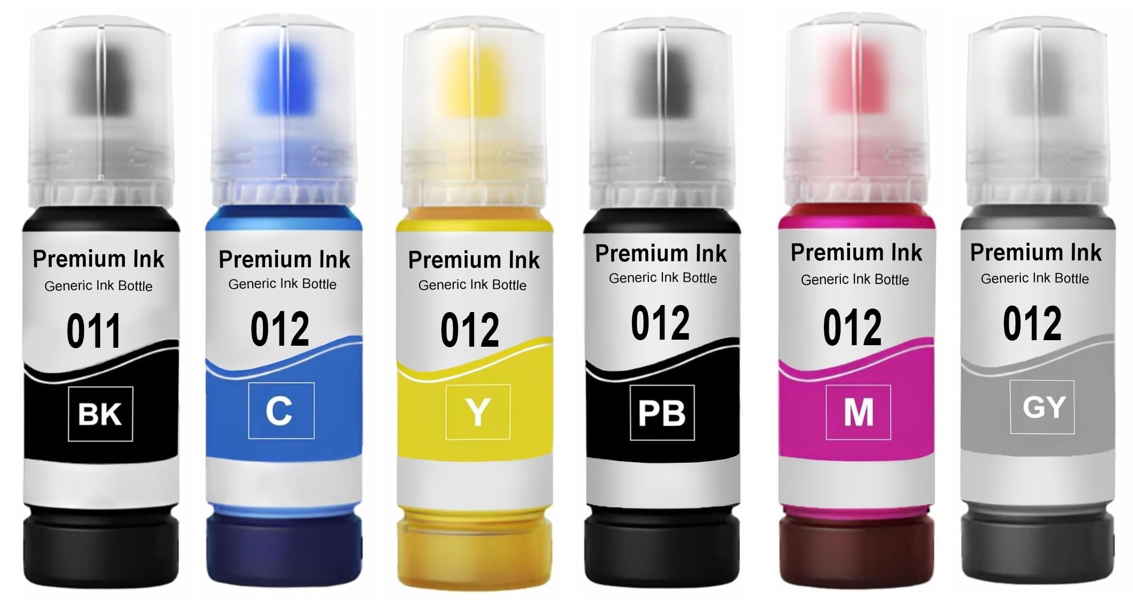 CANOFF 011 & 012 Refill Ink Bottle Compatible with Epson Model L8180 and L8160 Printer (C/M/Y/BK/PB/GY 70ml Ink)