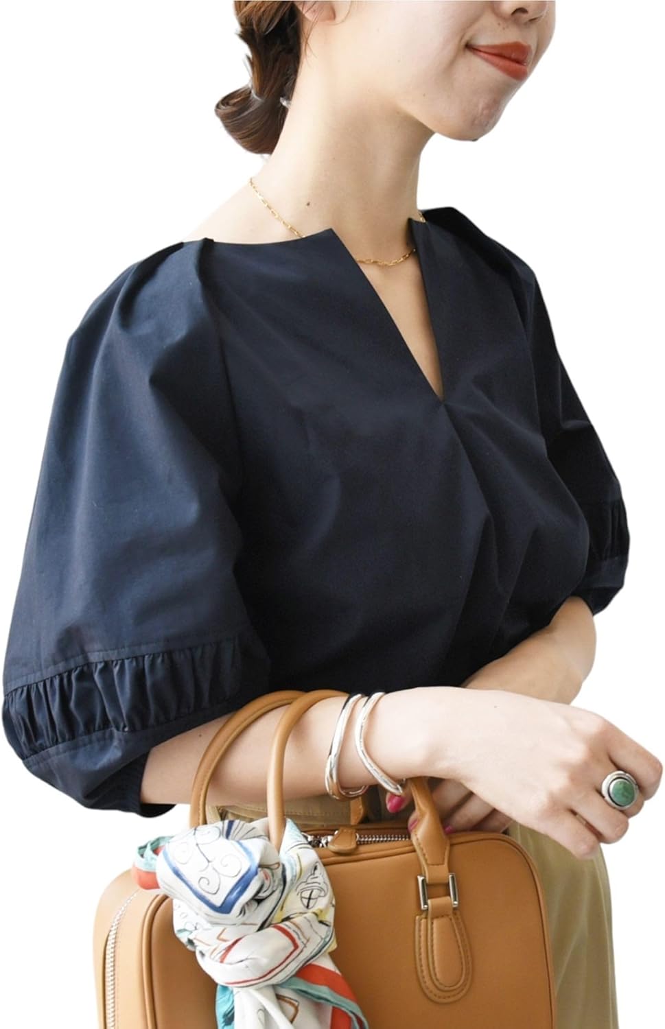 OUR シルエットがきれいな2wayペプラムベスト ネイビー シルエットが