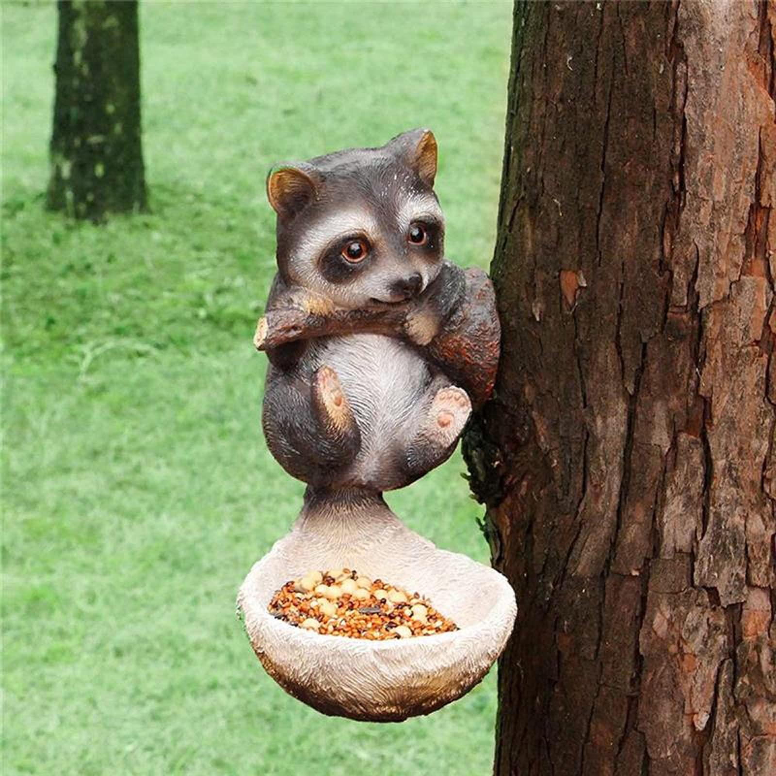 Mangiatoia per Uccelli con Scultura di Animali in Resina, Decorazione per abbracci dell'albero per Stazione di Cibo per Uccelli da Giardino all'aperto