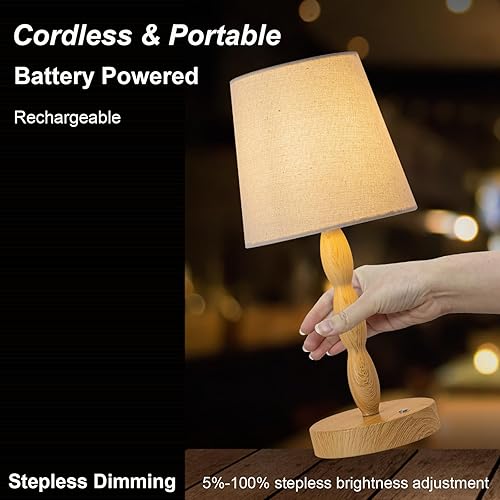 Miniatura 3 de CASTLELIFE Lámpara de mesa portátil inalámbrica, lámpara de escritorio táctil recargable alimentada por batería, 3 niveles de brillo, lámpara de