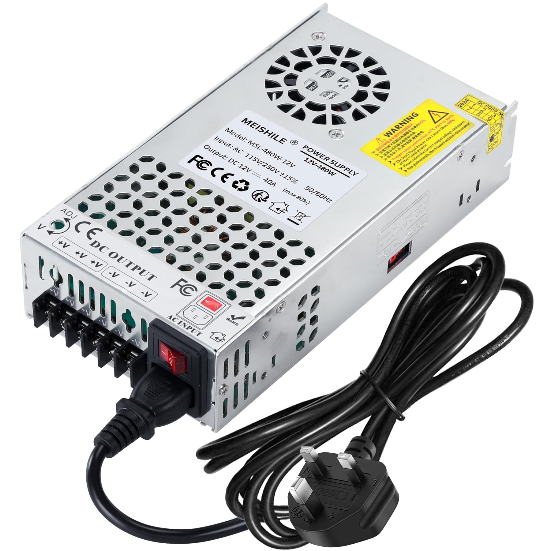 480W 40A 12V DC Switching Power supply Adapter PSU AC-DC 12Volt Industrial Transformer Converter LED drive Lamp Meter Semiconductor Motor Pump Winch Stereos Amplifier Fan SMPS 110V/220V