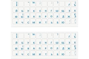 2 Pack Transparent Russian Keyboard Stickers Cyrillic, Perfect for Laptop & Computer Keys