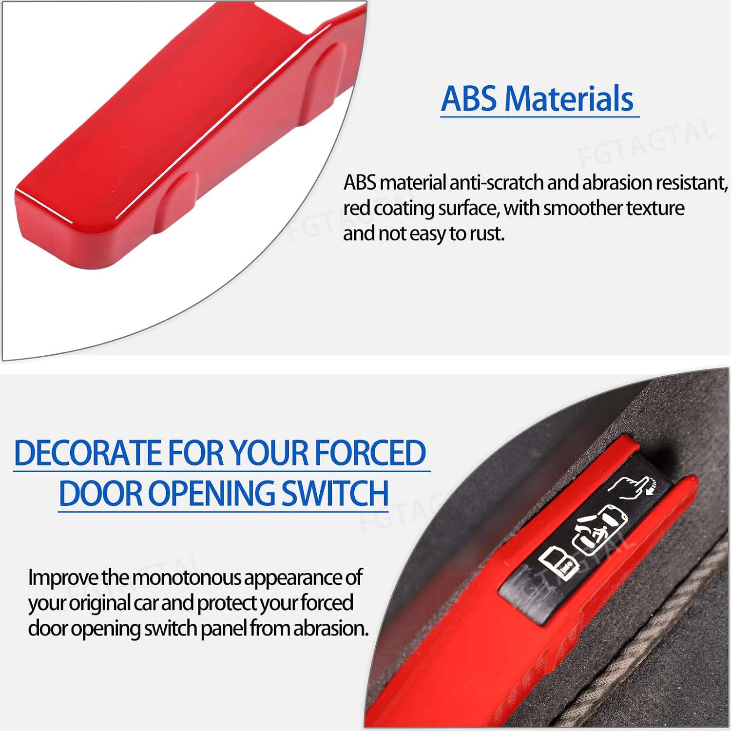 Forced Door Opening Switch Cover Trims Compatible with Chevrolet Corvette C8 Stingray 2020-2026, ABS Emergency Door Lock Switch Sticker Accessories 2Pcs (Red)