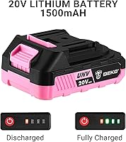 Vista 7 de Deko Pro - Juego de taladro inalámbrico 20 V MAX con batería de litio - Taladro eléctrico con 2 velocidades, 18+1 configuraciones de torque, Rosa